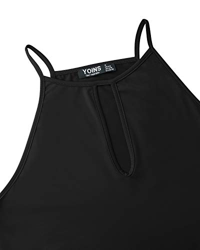 YOINS Mujeres Camisetas sin Mangas Camisas Elegante Blusa Casual Chaleco de Verano Playa Camiseta para Mujere Cuello V Top Negro S/EU36-38