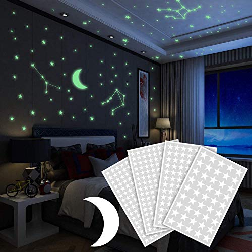 Yosemy Luminoso Pegatinas de Pared Luna y Estrellas Fluorescente Decoración de Pared para Dormitorio de Niños DIY Decoración de la Habitación Para Niña y Bebé, 425 Pzas