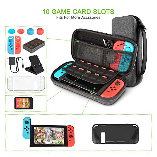 Younikoo Kit Accesorios para Nintendo Switch - Funda con patrón de Hormiga para/Funda Donde caben Tarjetas de Juego/Funda de Silicona/Funda de TPU para/Soporte/Protector de Pantalla HD(17 in 1)