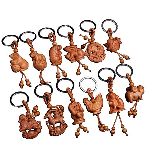 YUNGYE Étnica del Estilo Doce del Zodiaco De La Mascota De Caoba del Dragón Llavero del Coche De Talla Regalos De Los Hombres Colgante Caballo Y La Serpiente For Las Mujeres Llavero (Color : Monkey)