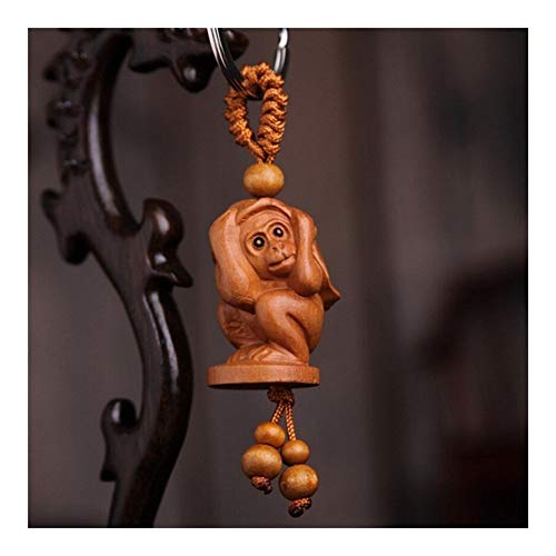 YUNGYE Étnica del Estilo Doce del Zodiaco De La Mascota De Caoba del Dragón Llavero del Coche De Talla Regalos De Los Hombres Colgante Caballo Y La Serpiente For Las Mujeres Llavero (Color : Monkey)