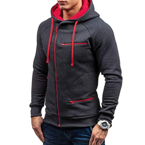 Yvelands Jersey de Cuello Alto de Hombre, Otoño Invierno Sudadera con Capucha de Manga Larga con Cremallera Completa sólida Sudadera con Capucha Superior Outwear Coat, Ofertas de liquidación!