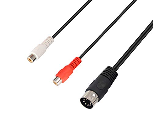 zdyCGTime RCA a 7 Pines Macho Cable de extensión,Midi DIN de 7 Pines Macho a 2 RCA Hembra Enchufe Adaptador de Audio,Compatible con Sistema estéreo B&O Bang & Olufsen.(1 M /3 Pies)