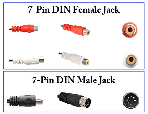 zdyCGTime RCA a 7 Pines Macho Cable de extensión,Midi DIN de 7 Pines Macho a 2 RCA Hembra Enchufe Adaptador de Audio,Compatible con Sistema estéreo B&O Bang & Olufsen.(1 M /3 Pies)