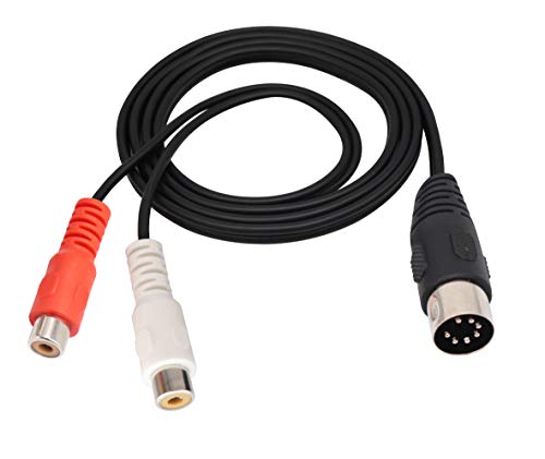 zdyCGTime RCA a 7 Pines Macho Cable de extensión,Midi DIN de 7 Pines Macho a 2 RCA Hembra Enchufe Adaptador de Audio,Compatible con Sistema estéreo B&O Bang & Olufsen.(1 M /3 Pies)