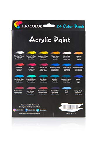 Zenacolor - Set de 24 Tubos de Pinturas Acrilicas - 24 x 12ml