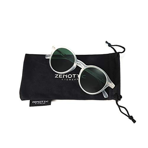 ZENOTTIC Gafas de sol Polarizadas Redondo Retrospectivo Clásico Retrospectivo Lentes de sol Marco UV400 Para hombres y mujeres (CRISTAL MATE + VERDE)