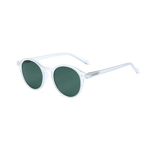 ZENOTTIC Gafas de sol Polarizadas Redondo Retrospectivo Clásico Retrospectivo Lentes de sol Marco UV400 Para hombres y mujeres (CRISTAL MATE + VERDE)