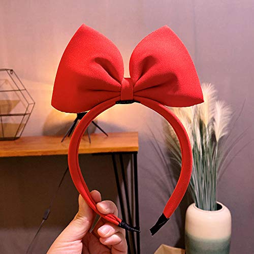 ZGHBJ Accesorios para El Cabello Color Sólido Tela De Bowknot Grande Diadema De Lavado Diadema Dulce Presión Cabello Mostrar Cara Pequeña Red Adorno para El Pelo Rojo Rojo-Escarlata