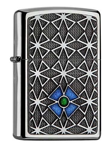 Zippo 2.005.039 De la Cruz de la colección Spring 2016 de mechero, colour cromo cepillado, colour azul/verde