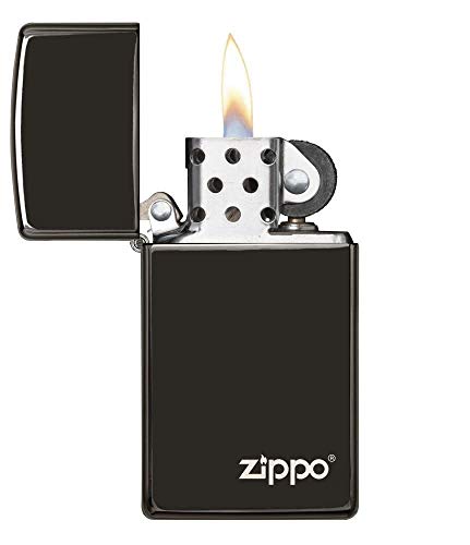 Zippo Ebony Slim Logo Mechero, Metal, Verde, 3.5x1x5.5 cm