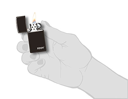 Zippo Ebony Slim Logo Mechero, Metal, Verde, 3.5x1x5.5 cm