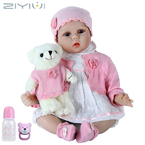 ZIYIUI 22" 55 cm Muñeca Reborn Muñecos bebé Niña Renacida Baby Dolls Suave Vinilo Silicona Juguetes Regalo de Cumpleaños