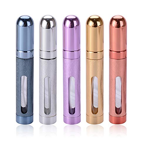 ZKSM 5 Piezas Perfume Atomizador 12ML Botellas rociadoras vacías recargables con ventana transparente Atomizador de bolsillo para bolsos, viajes, vacaciones, viajes aéreos (117 * 19 mm)