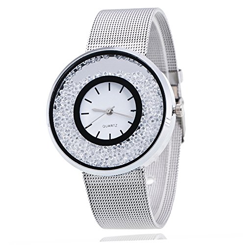 ZODOF Reloj de Pulsera de Cuarzo de Las Mujeres de Moda Reloj de Pulsera de Las Mujeres Blancas Rhinestone de Acero Inoxidable