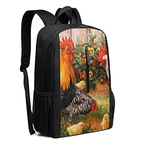 ZYWL Mochila de Pintura de Flores de jardín de Pollo, Mochila para computadora portátil Duradera de Negocios, Bolsa de computadora de Escuela universitaria Resistente al Agua, Regalos para Hombres y