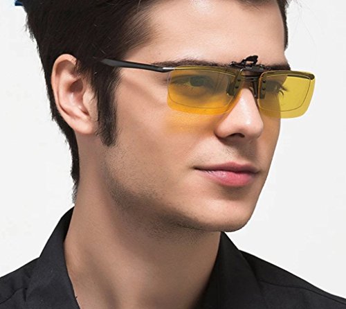 ZYZH 2 pares de gafas de sol HD polarizadas + visión nocturna Gafas Clip para hombres miopes Mujeres UV400 reduce reflejos de reflejos ideales para conducir Caza de tiro - amarillo + gris