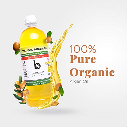 1 Litro - Aceite de Argán BIO 100% Puro Orgánico primera Presión en Frío para Pelo & Piel - El Original de Marruecos