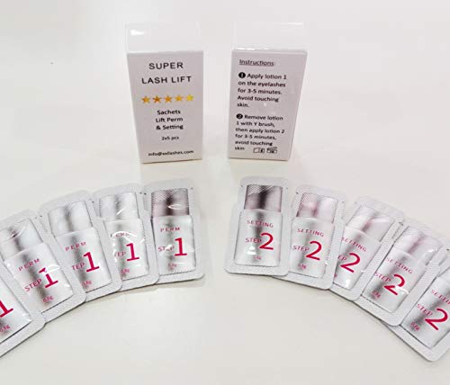 10 x loción para levantar y fijar las pestañas, el gel del Súper Kit de Levantamiento de Pestañas de XXL Lashes, fórmula revolucionaria, 2-5 min de tiempo de reacción, vegano