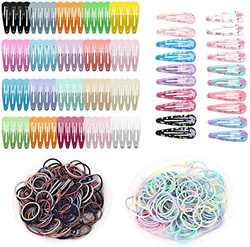 100Pcs Pinza de Pelo Bebe Niñas Horquillas de Pelo Infantiles y 200Pcs Lazos Para el Cabello del Bebé Elásticas Pequeñas Gomas Para el Pelo Bandas de Pelo Multicolores Accesorios Para el Cabello