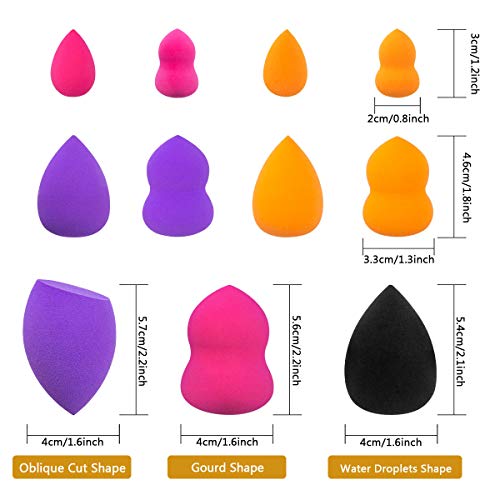 11 Piezas Esponja Maquillaje Beauty Blender Sin Látex Facial Makeup Esponjas para Cremas, Polvo, Corrector, Sombra Ojos y Colorete, 3 Tamaños