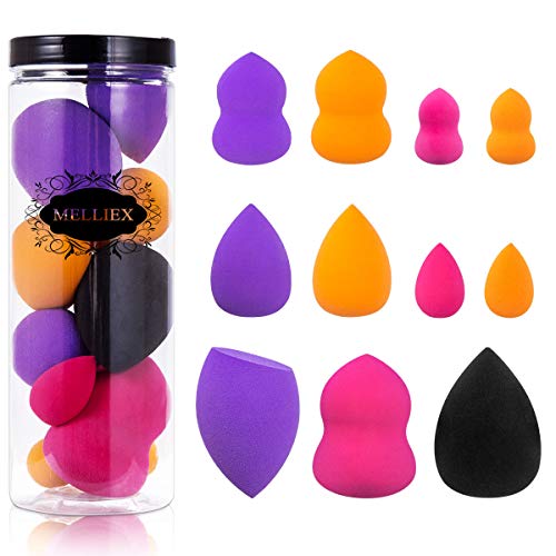 11 Piezas Esponja Maquillaje Beauty Blender Sin Látex Facial Makeup Esponjas para Cremas, Polvo, Corrector, Sombra Ojos y Colorete, 3 Tamaños