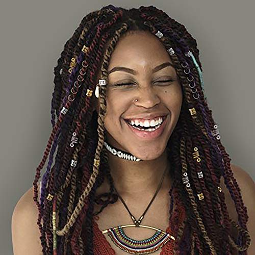 140 Piezas de Anillo de Puños de Dreadlocks de Aluminio de Accesorios de Clip de Pelo Trenzado, Anillos de Trenza de Pelo Puños de Pelo de Metal Abalorios de Trenza para Accesorios de Peinado