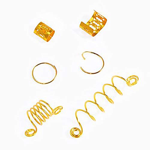 140 Piezas de Anillo de Puños de Dreadlocks de Aluminio de Accesorios de Clip de Pelo Trenzado, Anillos de Trenza de Pelo Puños de Pelo de Metal Abalorios de Trenza para Accesorios de Peinado