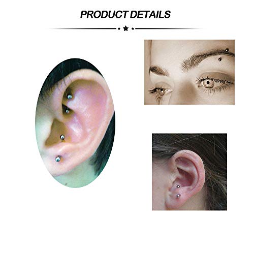 16G Acero Inoxidable Barbell Curved Piercing Rook Pendientes para Mujeres Hombres Helix Daith Tragus Oreja Piercing Nariz Labio Ceja Vientre Piercing Labret Septum 6 Piezas-Plata