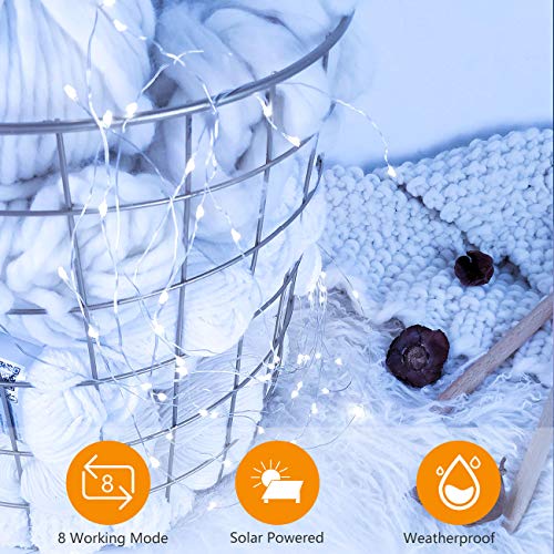 [2 Pack] Guirnaldas Luces Exterior Solar, Litogo Luces Led Solares Exteriores Jardin 12m 120 LED 8 Modos Cadena de Luces Decoracion para Navidad, Terraza, Fiestas, Bodas, Patio, Jardines, Festivales