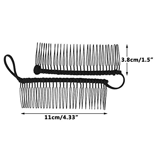 2 piezas Clips de pelo de plátano vintage Accesorio para el cabello elástico 30 dientes Clips de peine de plátano para cabello rizado ondulado grueso grueso naturalmente rizado (negro/rosa)