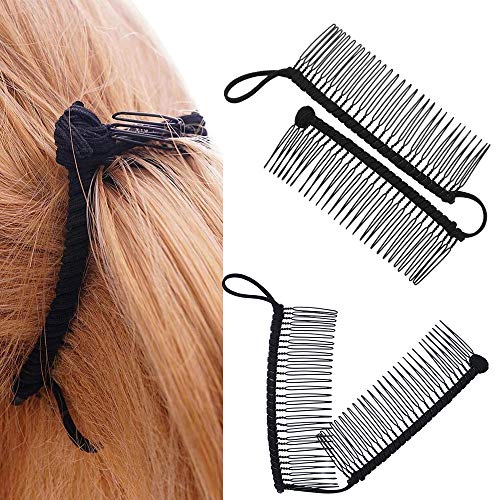 2 piezas Clips de pelo de plátano vintage Accesorio para el cabello elástico 30 dientes Clips de peine de plátano para cabello rizado ondulado grueso grueso naturalmente rizado (negro/rosa)