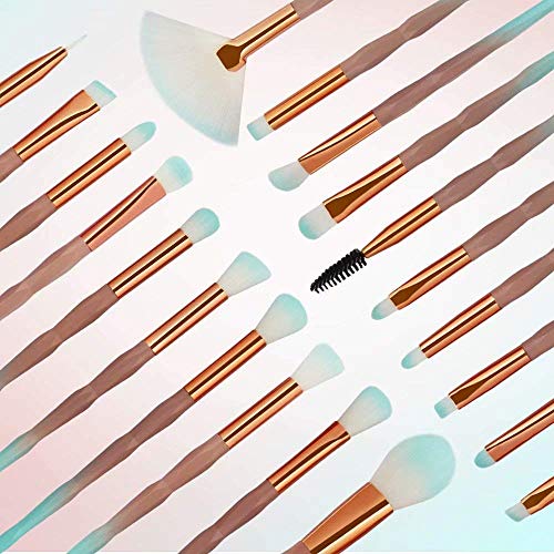 20pcs Pinceles de maquillaje Set Eye Shadow Foundation Powder Eyeliner Eyelash Lip Make Up Pincel de maquillaje Kit de herramientas de belleza cosmética (Cafe verde)