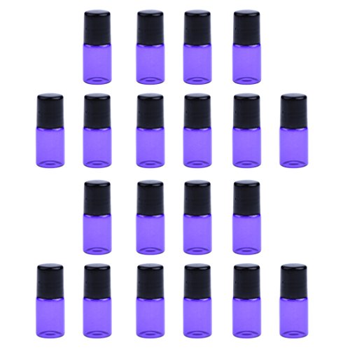 20x Botellas de Vidrio Vacías Botella de Aceite Esencial Aromatherapy Laboratorios Cuentagotas Tubos - Púrpura 2ML