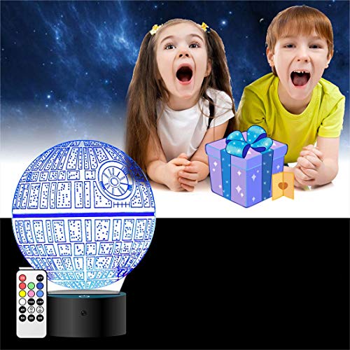 3D Ilusión óptica Lámpara LED Luz de noche Deco LED Lámpara 7 colores de control remoto con Acrílico Plano & ABS Base & Cargador usb (Star Wars)