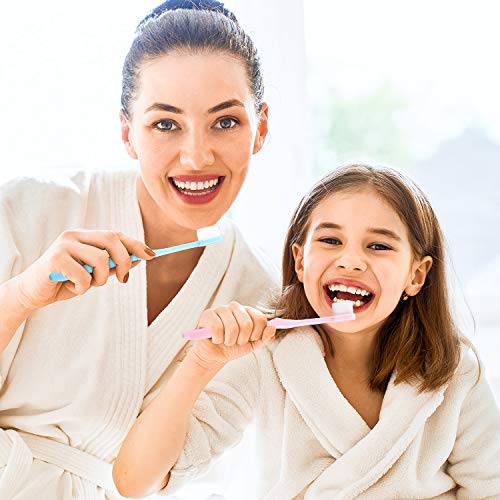 4 Cepillos de Dientes Suave Cepillo de Dientes de Micro Nano Cepillo de Dientes Manual de Cerdas Extra Suaves con 20,000 Cerdas Encías Frágiles Niños Adultos (Azul y Rosa Suave)