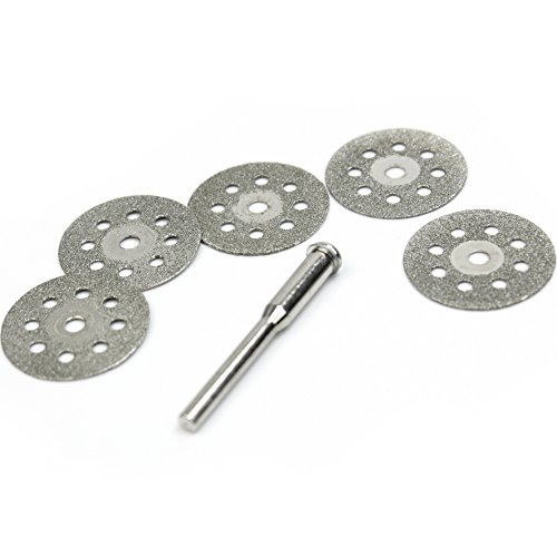 5 X Práctico Mini 22mm Discos Corte Diamante Rotatorio + 1 Mandril para Dremel