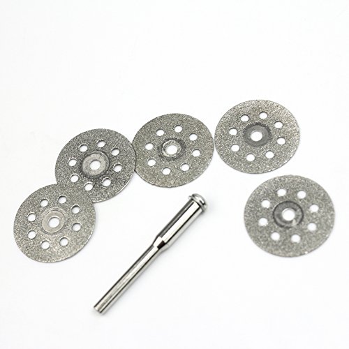 5 X Práctico Mini 22mm Discos Corte Diamante Rotatorio + 1 Mandril para Dremel