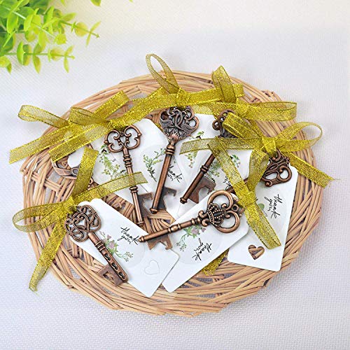 50 pcs Llave Abrebotellas para Decoración de Bolsas de Recuerdos de Boda, Estilo Vintage,5 Estilos