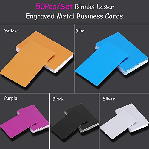 50 Unids Placa En Blanco Marca de Láser Impresionante Espacio en Blanco Tarjetas de Visita de Metal Placa de Aluminio Placa de Grabado de Metal Grabado Hojas de Múltiples Colores(Negro)