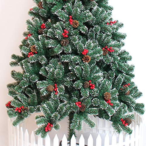 6 Ft Eco-amistoso PVC Árbol De Navidad, Artificial Premium Con Bisagras Completo Decoración Navideña Decorado Con Piñas Frutos Rojos,cifrado Abeto Abeto Navidad Para El Partido Tienda-verde 6ft(180cm)