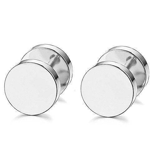 6 Pares 8MM Acero Inoxidable Pendientes Hombre Mujer Unisex Helix Piercing Oreja, Pendientes Hombres Negro Plata Redondos, Aretes para Hombre Mujer Pequeños de Oro, Bisuteria Pendientes de Tous Aro