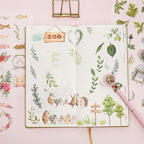 72 Hojas Pegatinas,Pegatina de Planta Natural, Animal, Cielo Estrellado.DIY Manualidades Decoración Scrapbooking Álbumes de Recortes Calendarios Tarjetas de Felicitación Regalos