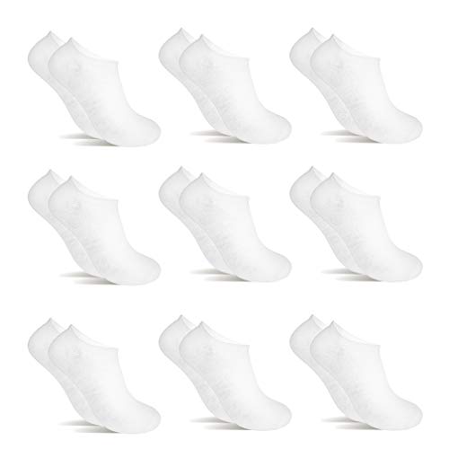 9 Pares Calcetines cortos Mujer hombre, calcetines tobillero (Blanco, (35-39)