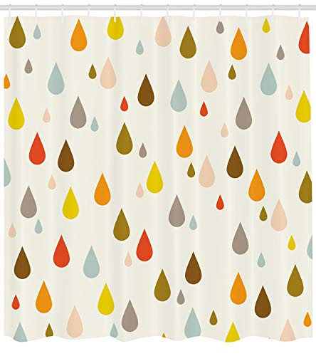 ABAKUHAUS Vistoso Cortina de Baño, Agua Retro Gotas de Lluvia, Material Resistente al Agua Durable Estampa Digital, 175 x 180 cm, Multicolor