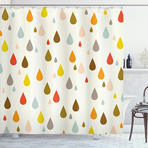 ABAKUHAUS Vistoso Cortina de Baño, Agua Retro Gotas de Lluvia, Material Resistente al Agua Durable Estampa Digital, 175 x 180 cm, Multicolor