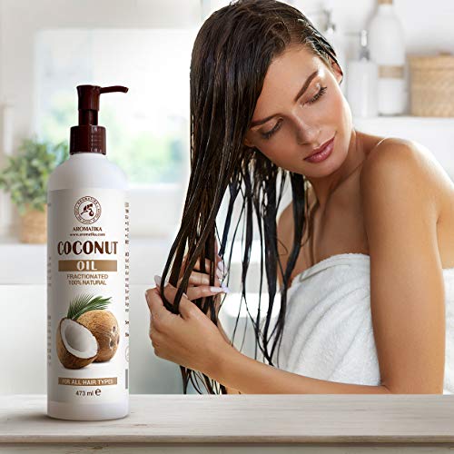 Aceite de Coco Fraccionado 480ml - Cocos Nucifera Oil - Germany - 100% Puro y Natural - Grandes Beneficios para la Piel - Cabello - Excelente con Aceite Esencial - Aromaterapia - Masaje