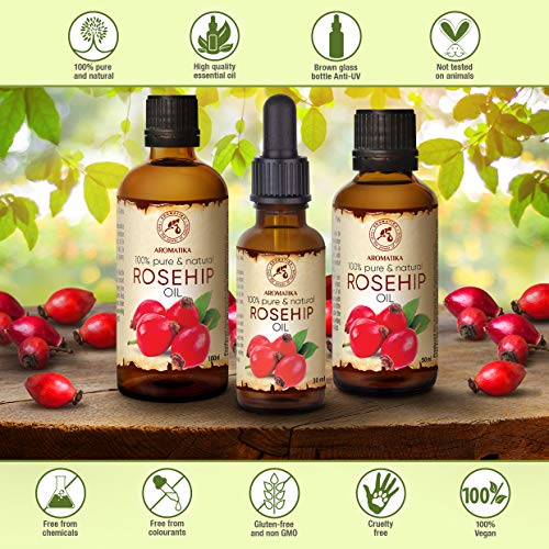 Aceite Rosa Mosqueta Pura 30ml para Corporal - Cara- Rosa Canina Fruit Oil - Chile - 100% Natural - Rosehip Oil