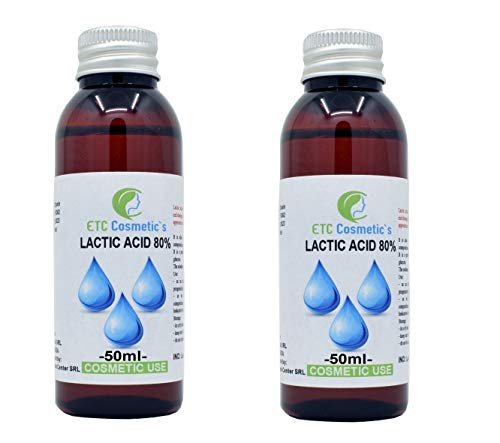 Ácido láctico 80% - 100 ml – Control de pH, cuidado de la piel, cuerpo y cabello, despegado, rejuvenecimiento y aclarado tratamientos, queratólico, exfolia la piel