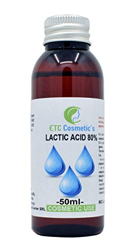 Ácido láctico 80% - 50 ml – Control de pH, cuidado de la piel, cuerpo y cabello, despegado, rejuvenecimiento y aclarado tratamientos, queratólico, exfolia la piel